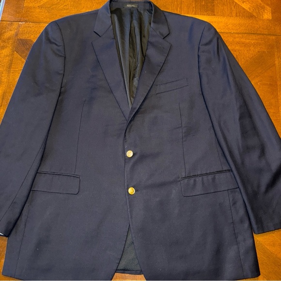 Lauren Ralph Lauren Navy Wool Gold Two Button Blazer Jacket Men’s Size 48 L - Picture 1 of 16